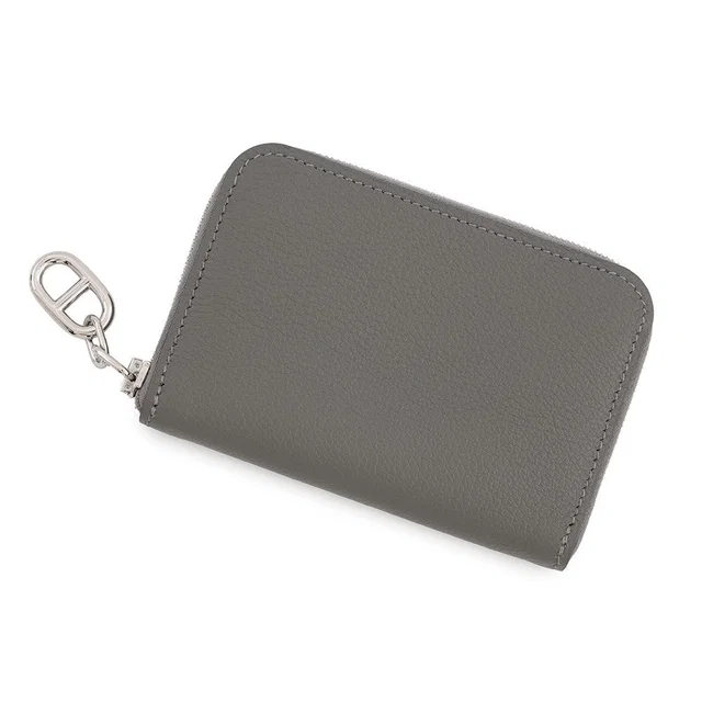 Hermès Zip Ango Compact Chaine d'Ancre Card Case Gris Meyer Evercolor in Grey from GALLERY RARE