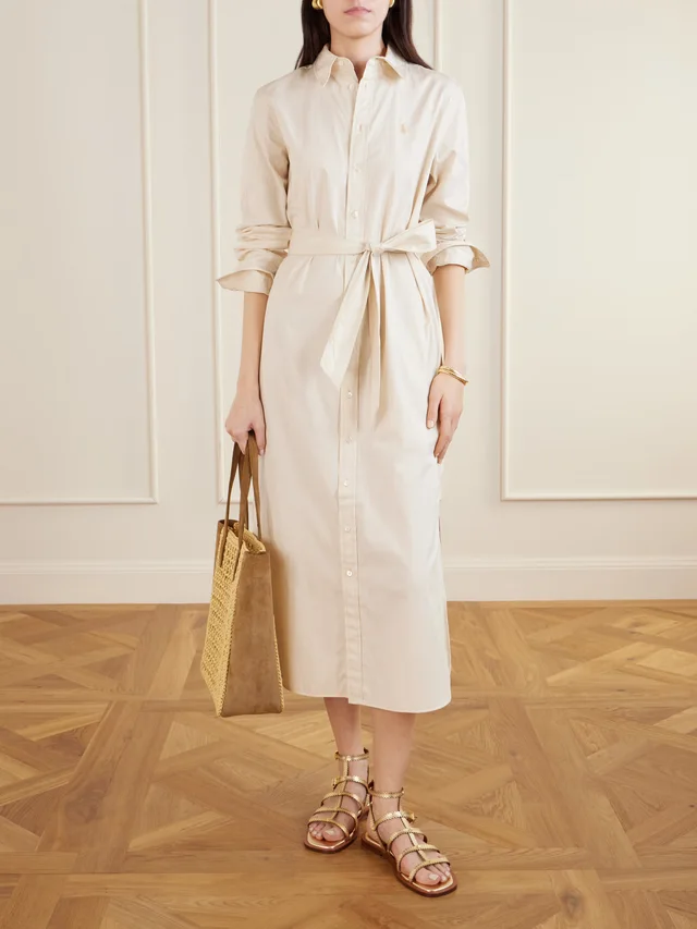 POLO RALPH LAUREN Belted striped cotton-poplin maxi shirt dress in White, photo 2 of 2 from NET-A-PORTER (Canada)