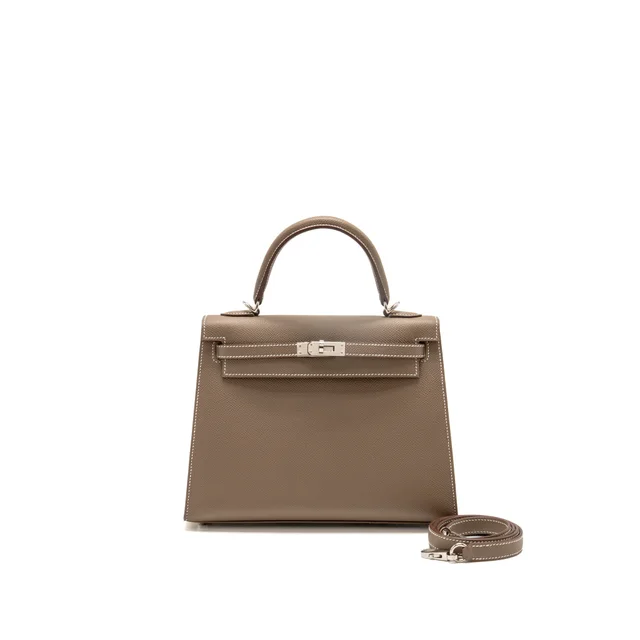 Hermès Kelly 25 Epsom etoupe SHW Stamp W in Taupe Epsom leather from EMIER