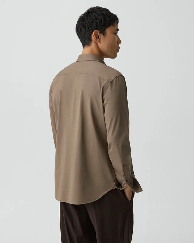 Theory Sylvain Shirt in Structure Knit in MOREL 53% Cotton, 47% Polyester, photo 3 of 14 from Theory