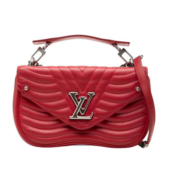 Red Louis Vuitton New Wave Chain Bag MM Satchel in Red Leather from Designer Revival