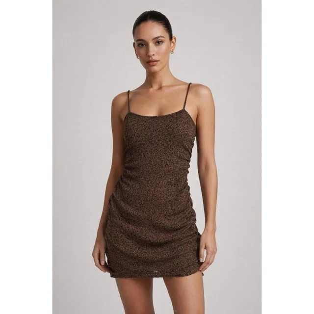 GANNI Mini Dress Brown Black Size Medium in brown|red from Poshmark