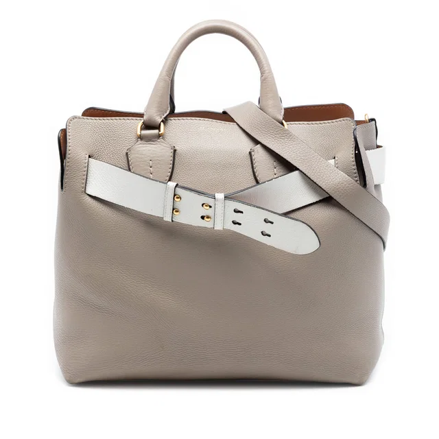 Gray Burberry Medium Bicolor Leather Marais Belt Bag Satchel in Grey Leather from Designer Revival