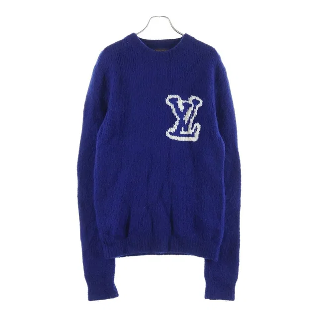 Louis Vuitton Intarsia Crew Neck Knit Blue Vss Sweater in Blue from The Reluxe