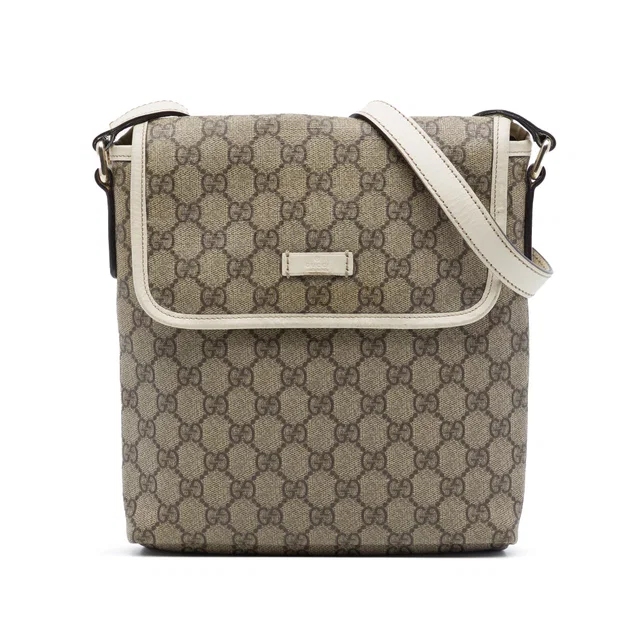 Beige Gucci GG Supreme Crossbody in Beige Coated canvas from Designer Revival