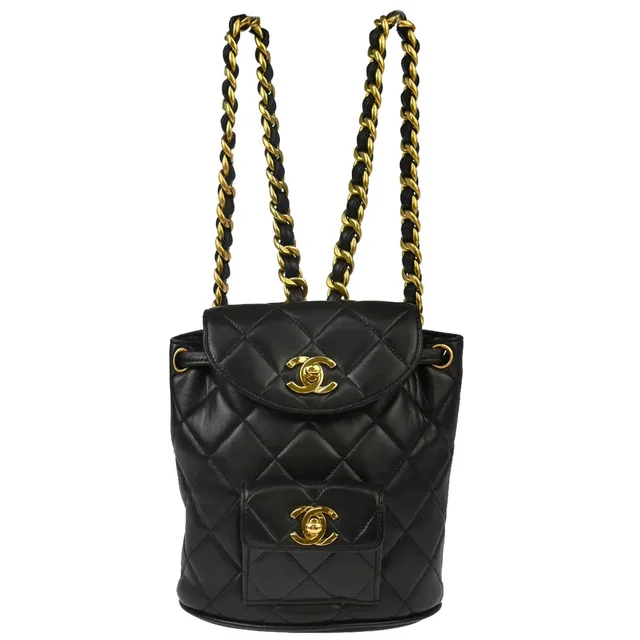 Chanel 1991-1994 Black Lambskin Duma Backpack Small in Black Lambskin from AMORE Vintage Tokyo