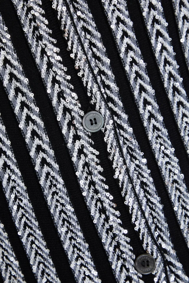 Missoni Sequin-Embellished Striped Crochet-Knit Cardigan in Black, photo 4 of 4 from THE OUTNET