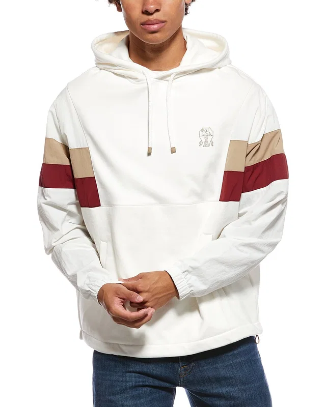 Brunello Cucinelli Mixed Media Hoodie, image 1 of 1 from Gilt