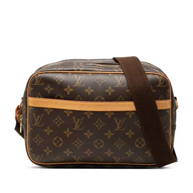 Brown Louis Vuitton Monogram Reporter PM Crossbody Bag in Brown Coated canvas from Designer Revival