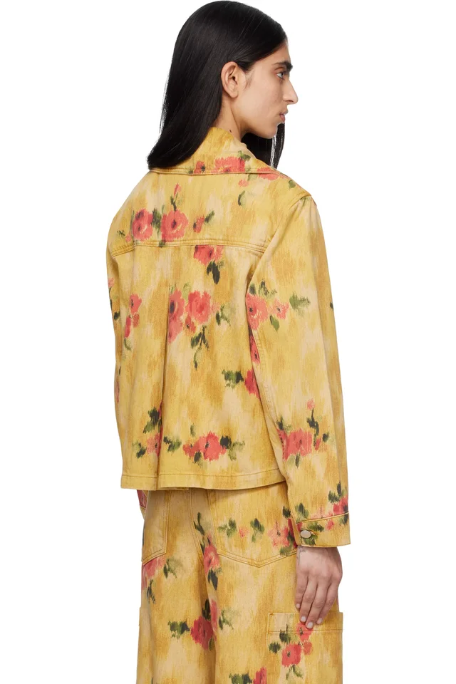 GANNI Yellow Printed Denim Jacket, photo 3 of 4 from SSENSE