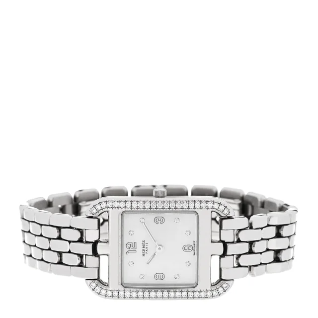 Hermès Stainless Steel Diamond Bezel Mother of Pearl 23mm Cape Cod Quartz Watch from FASHIONPHILE, photo 2 of 5