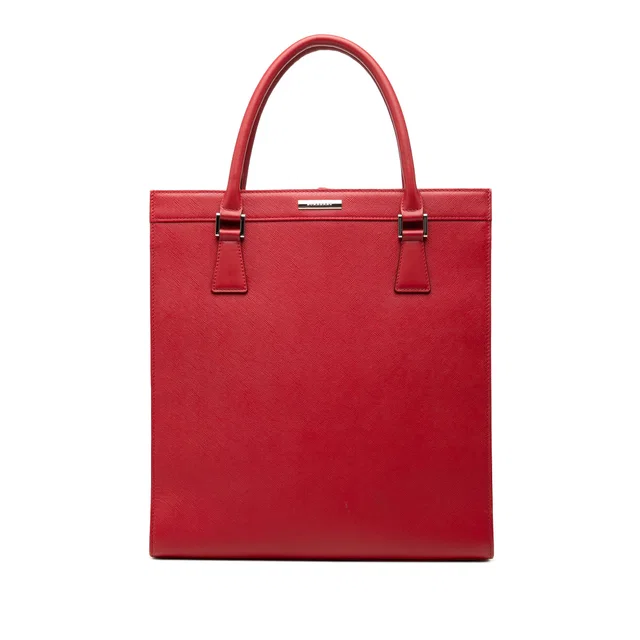 Red Burberry Leather Tote in Red Leather from Designer Revival