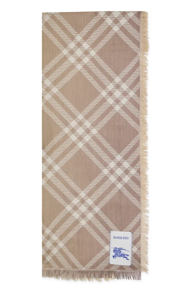 Burberry Wool-Silk Check Scarf — Beige Scarfs in Beige Silk from HEWI