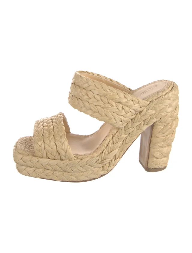 Bottega Veneta Raffia Braided Accents Slides in Raffia from The RealReal