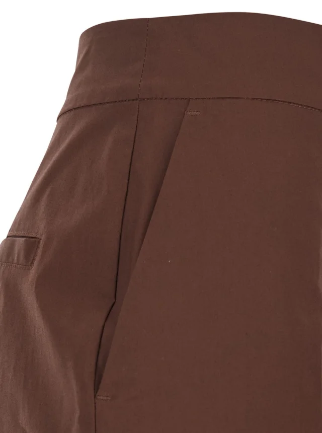 Twinset Brown Pants with logo plate on the back and wide leg in stretch cotton for women in Brown 98% Cotton 2% Elastane, photo 5 of 6 from Gaudenzi Boutique