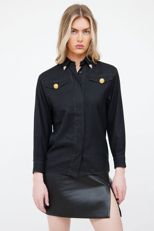 Versace FW 1992 'Miss S&M' Collar Tip Shirt from VSP Consignment