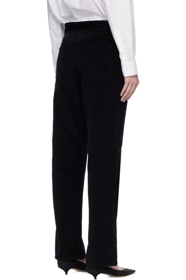 TOTEME Black Straight Cord Trousers, photo 3 of 4 from SSENSE