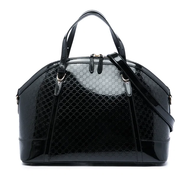 Black Gucci Large Microguccissima Patent Nice Dome Satchel in Black Patent leather from Designer Revival