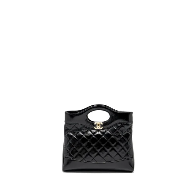 Chanel 24S Mini 31 Bag shiny Lambskin black GHW (microchip) in Black Lambskin from EMIER