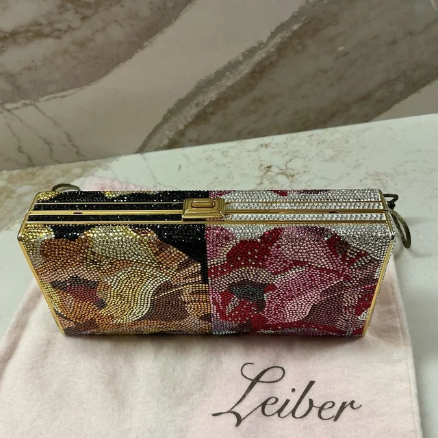 Judith Leiber Stunning Crystal Multi Color Flowers Clutch Bag! & Accessories! in red|pink from Poshmark, photo 1 of 1