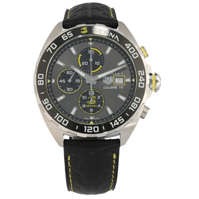 TAG Heuer Formula 1 Senna CAZ201B-0 44mm Stainless Steel Watch in Leather from H&T
