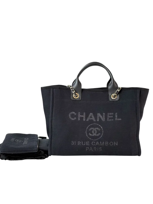Chanel Tote Deauville Small Black Bag in Black from Luxury Promise