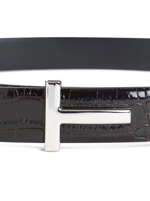 Tom Ford T-Belt — Brown Calf Leather in Brown Calfskin from HEWI