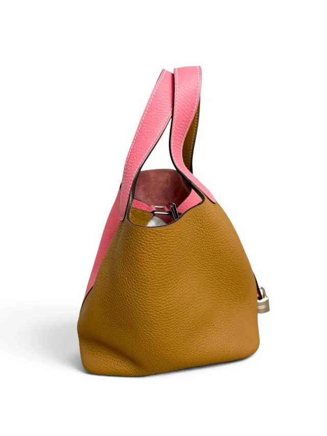 Hermès Rose Azalee Sesame Clemence Casaque Picotin Lock 18 in Pink Clemence leather from Season 2 Consign, photo 3 of 9