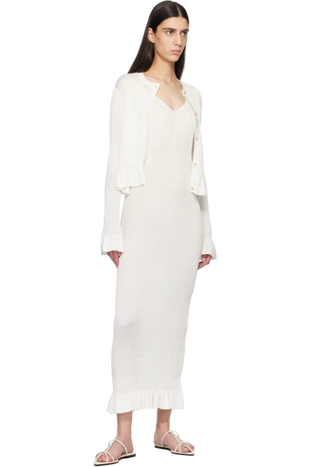 Jil Sander Off-White Long Sleeves Frill Detail Cardigan, photo 4 of 4 from SSENSE