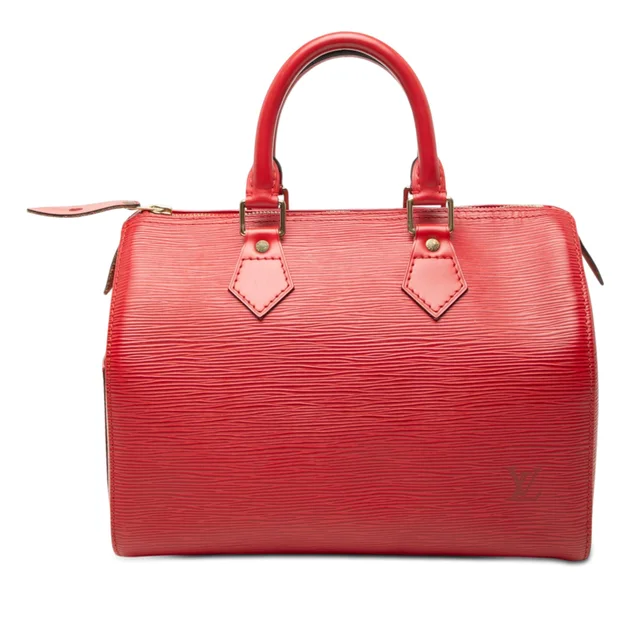 Red Louis Vuitton Epi Speedy 25 Boston Bag in Red Leather from Designer Revival