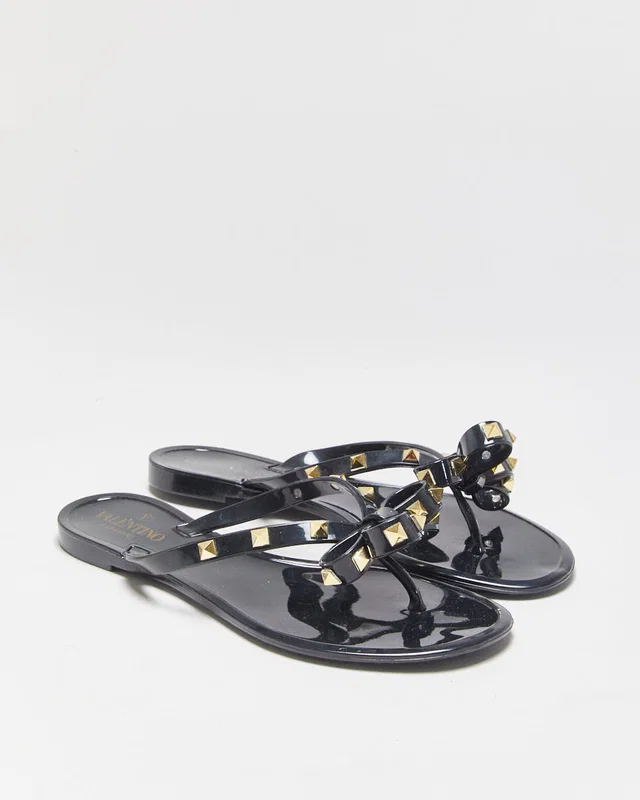 Valentino Garavani Rockstud Rubber Jelly Flipflops - UK6 from Rokit Vintage