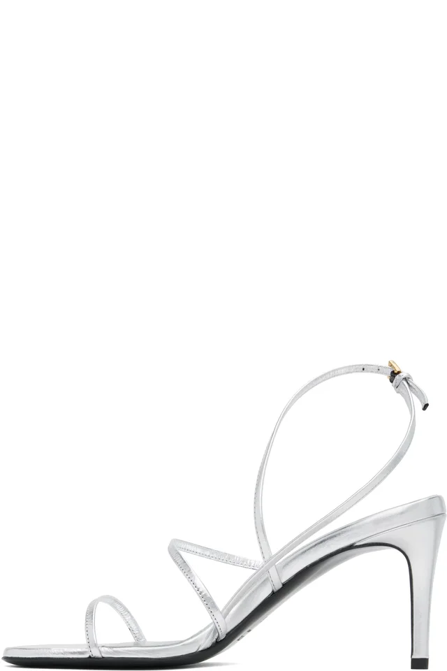 KHAITE Silver Loop Heeled Sandals, photo 3 of 5 from SSENSE
