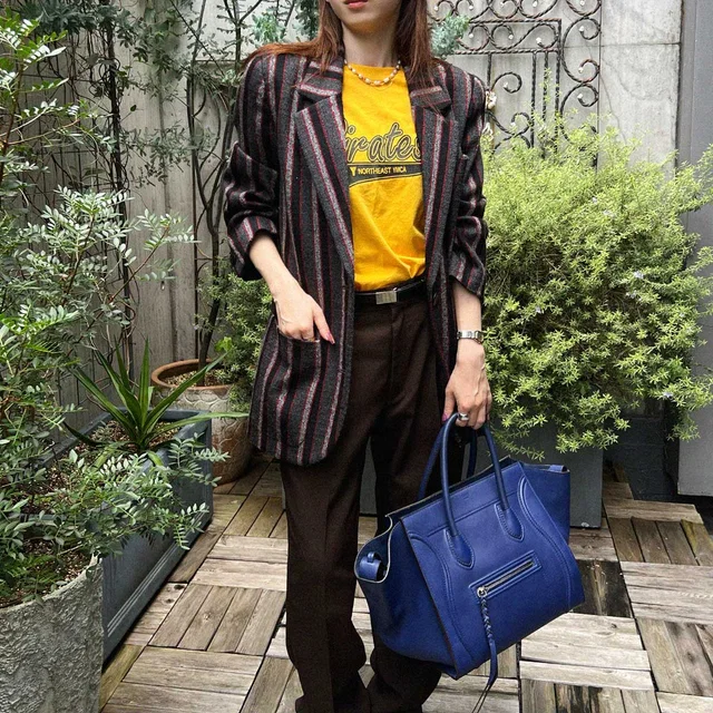 Dior Wool Striped Pattern Jacket #S Grey/Black in Black Wool from VINTAGE QOO TOKYO