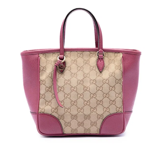 Beige Gucci Small GG Canvas Bree Satchel in Beige Canvas from Designer Revival