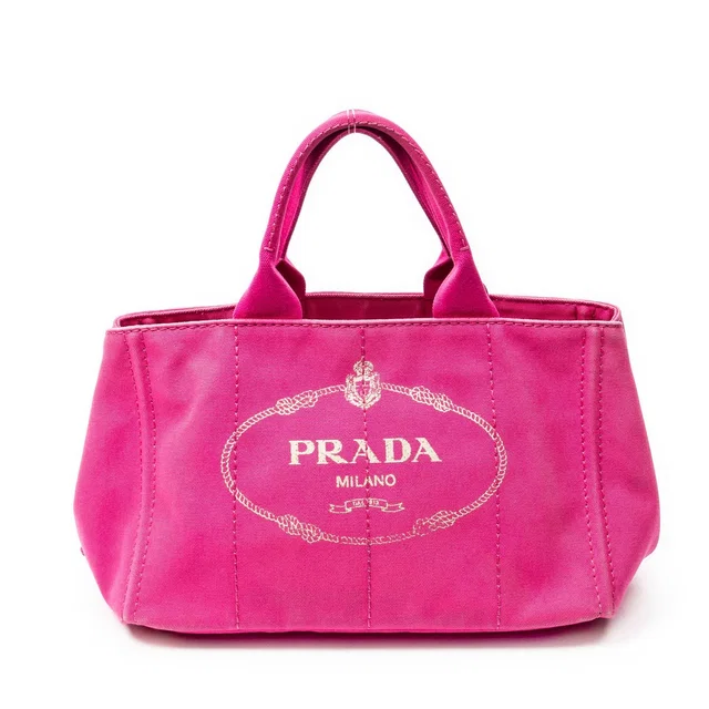 Prada Canapa Tote Bag Pink Canvas in Pink Canvas from The Reluxe