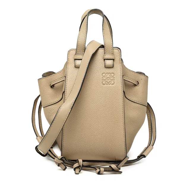 Brown LOEWE Mini Grained Calfskin Drawstring Hammock Bag Satchel in Brown Caviar leather from Designer Revival, photo 1 of 1