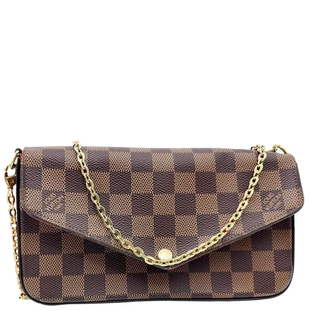 Louis Vuitton Felicie Pochette Damier Ebene Crossbody Bag Brown in Brown Canvas from Dallas Designer Handbags
