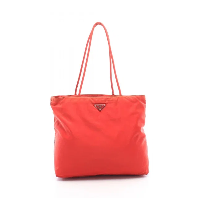 Prada Tote Triangle Logo Red Nylon in Red Nylon from The Reluxe