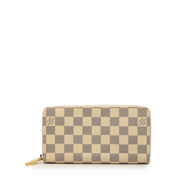 White Louis Vuitton Damier Azur Zippy Long Wallet in White Canvas from Designer Revival