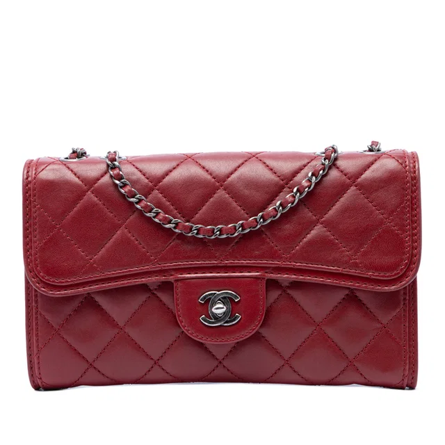 Red Chanel Small Quilted Lambskin Citizen Zip Flap Crossbody Bag in Red Lambskin from Designer Revival