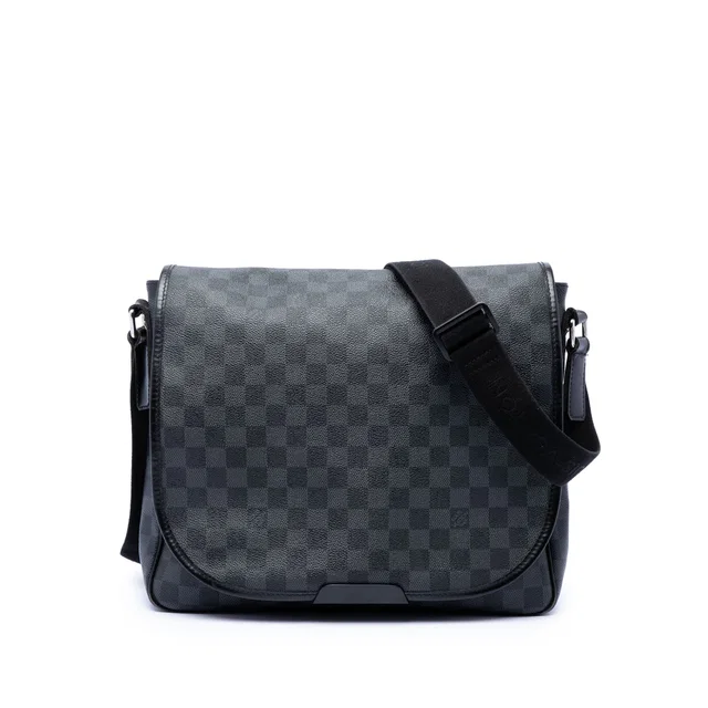 Black Louis Vuitton Damier Graphite Daniel MM Crossbody Bag in Black Canvas from Designer Revival