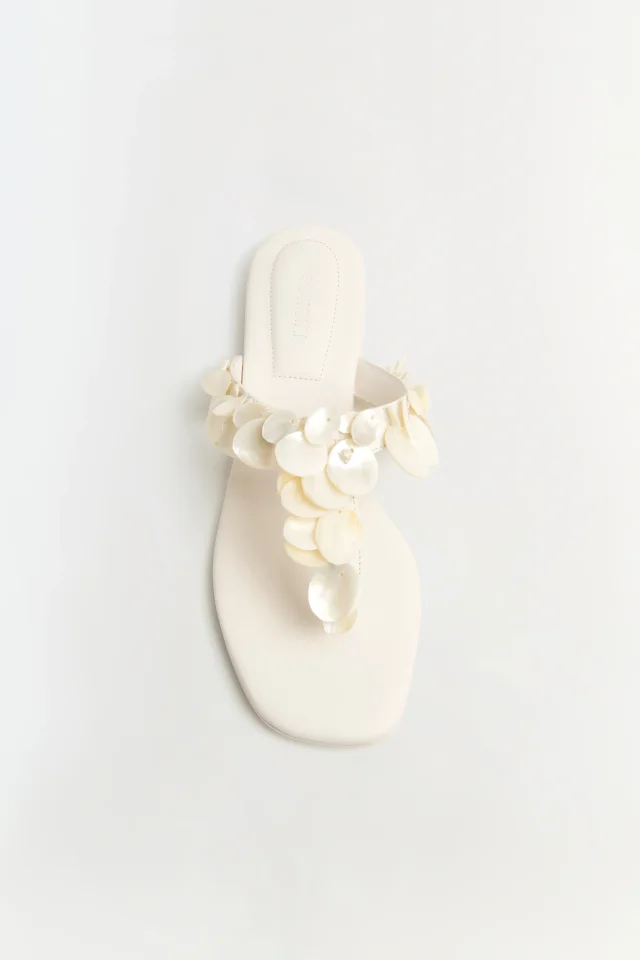 SIMKHAI Elin Shell Beaded Sandal in ALABASTER Leather, photo 2 of 3 from SIMKHAI