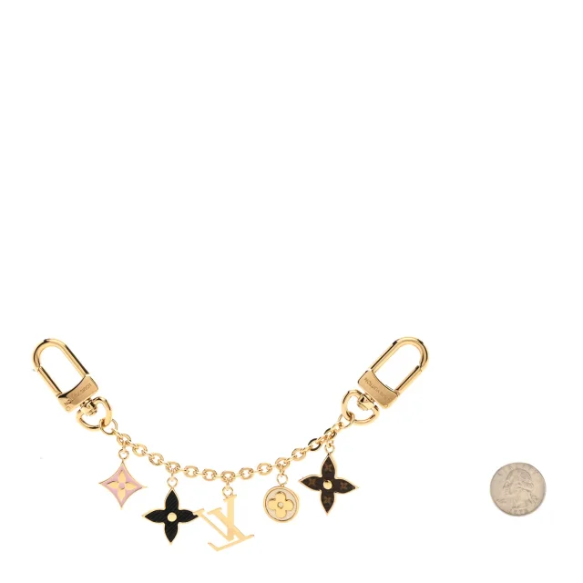 Louis Vuitton Brass Enamel Fleur De Monogram Bag Charm Chain Gold in Gold from FASHIONPHILE, photo 2 of 5