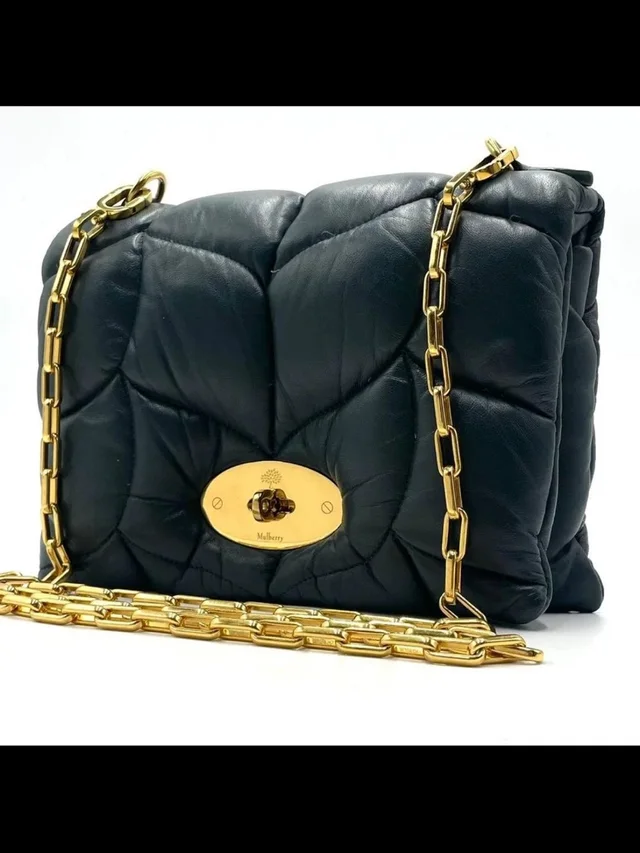 Mulberry Black Quilted Leather Shoulder Bag With Gold Chain Strap in black|gold Leather from Poshmark
