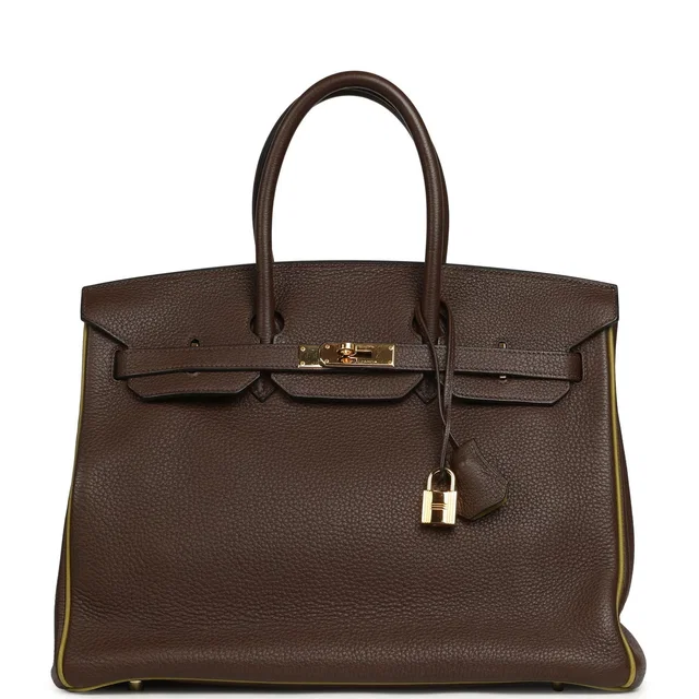 Hermès Special Order (HSS) Birkin 35 Chocolat Verso Togo Gold Hardware in Togo leather from Madison Avenue Couture