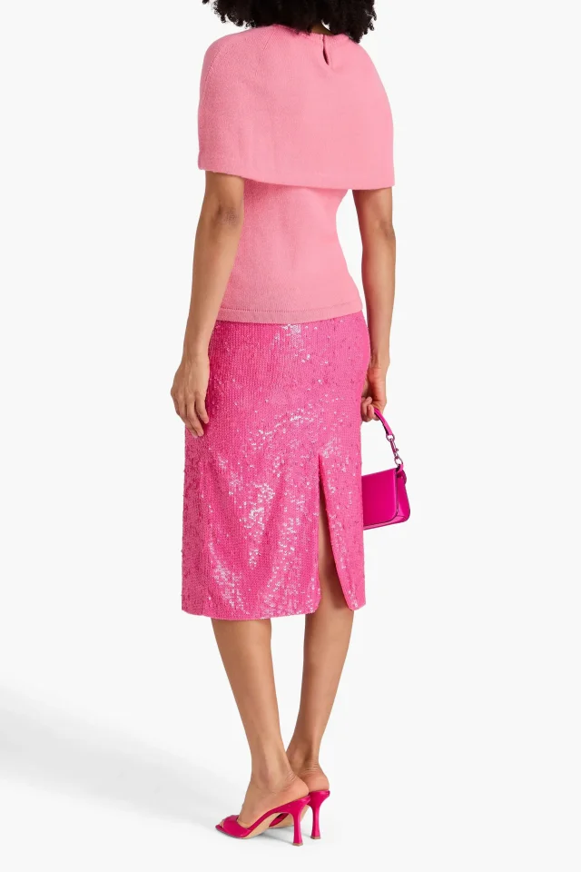 Carolina Herrera Cape-Effect Wool and Cashmere-Blend Top in Pink, photo 3 of 8 from THE OUTNET