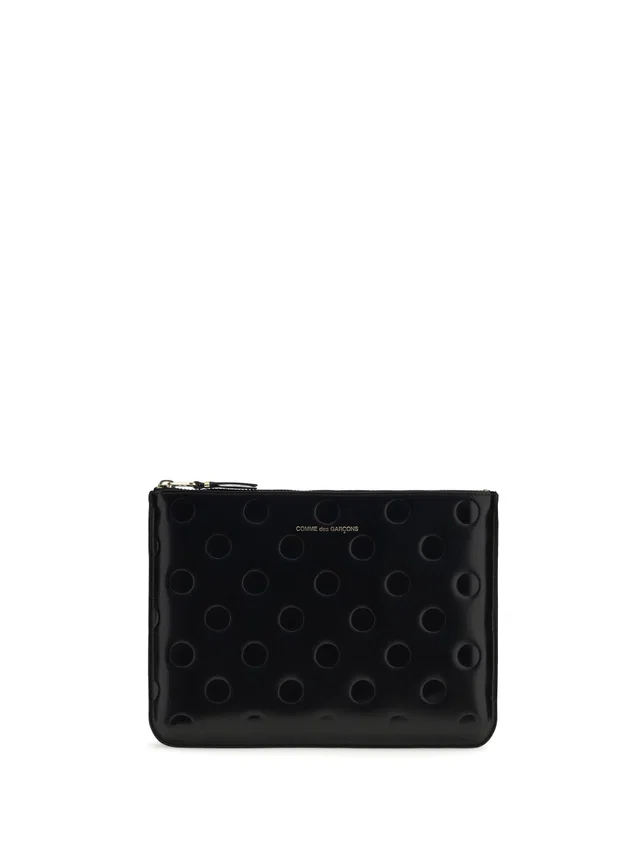 Comme des Garçons Embossed Polka-Dot Pouch — Black Calf Leather Bos Taurus in Black Calfskin from HEWI