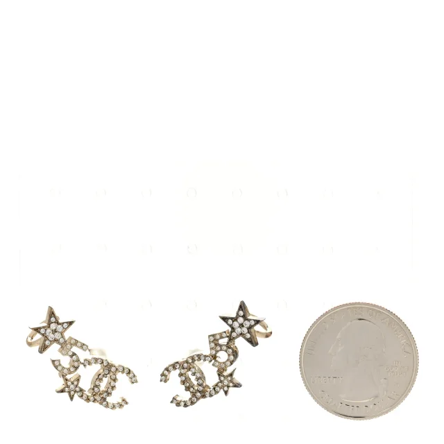 Chanel Crystal Star 5 CC Earrings Gold in Gold from FASHIONPHILE, photo 2 of 4