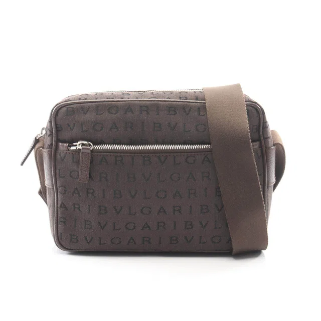 Bvlgari Logo Mania Canvas Leather Shoulder Bag in Canvas from LuxUness