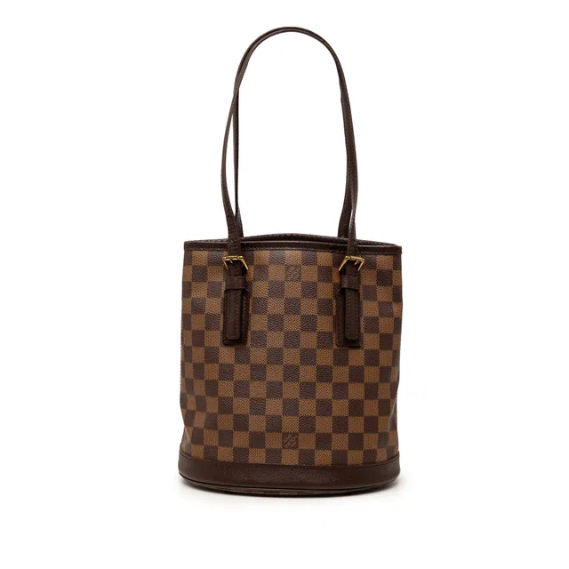 Brown Louis Vuitton Damier Ebene Marais Bucket Bag in Brown Canvas from Designer Revival
